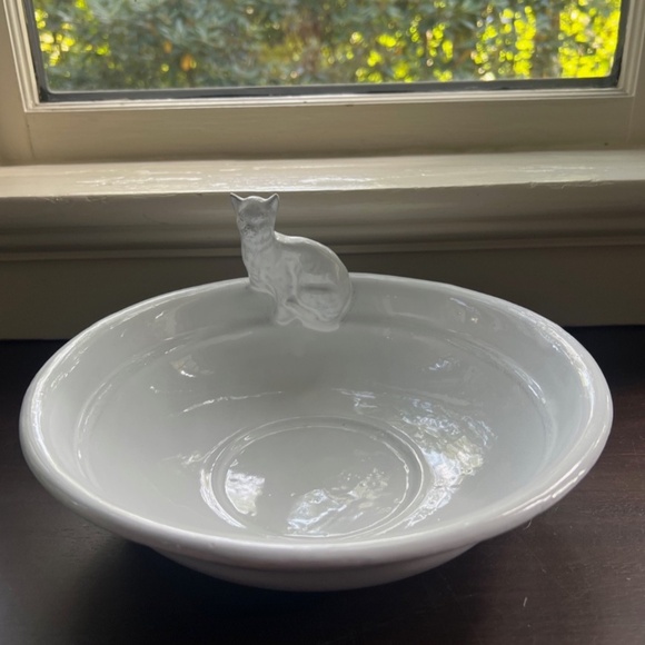 NEW Astier de Villatte Large Chat Cat Bowl, White Ceramic - Picture 2 of 11